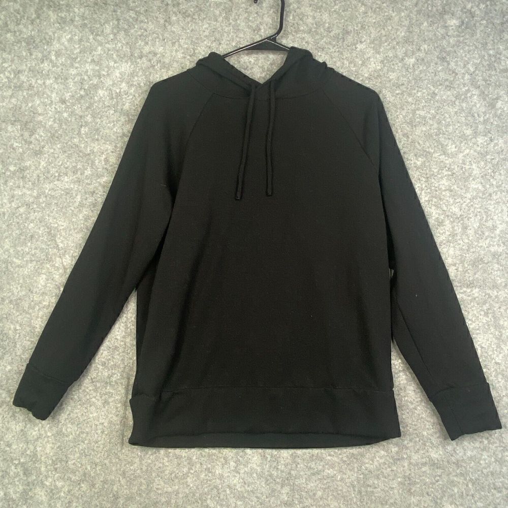 Eddie Bauer Sweater Womens Small Pullover Hoodie Black Sweatshirt Lightweight